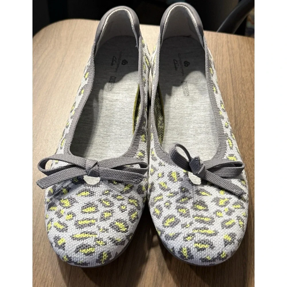 Clark's Cloudsteppers Slip-on Womens 7.5 M Ballet Flats Cheetah Carly Hope NEW